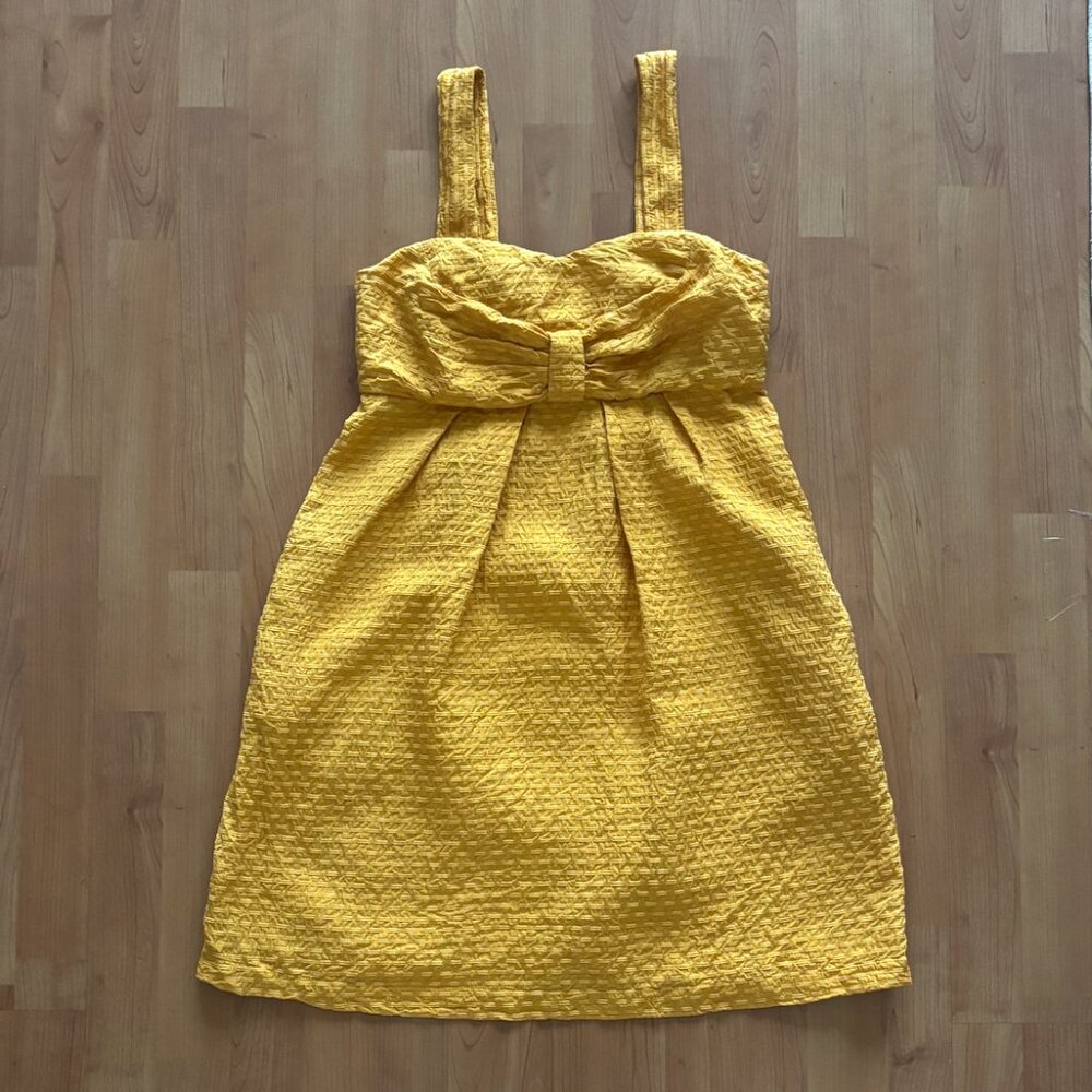 See By Chloe Tangerine Square Neck Bow Babydoll Mini Dress Sz. 4